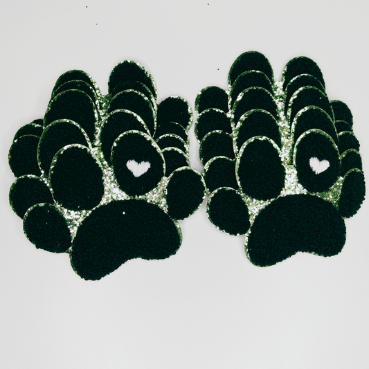 Paw Print with Embroidery heart detail - Chenille