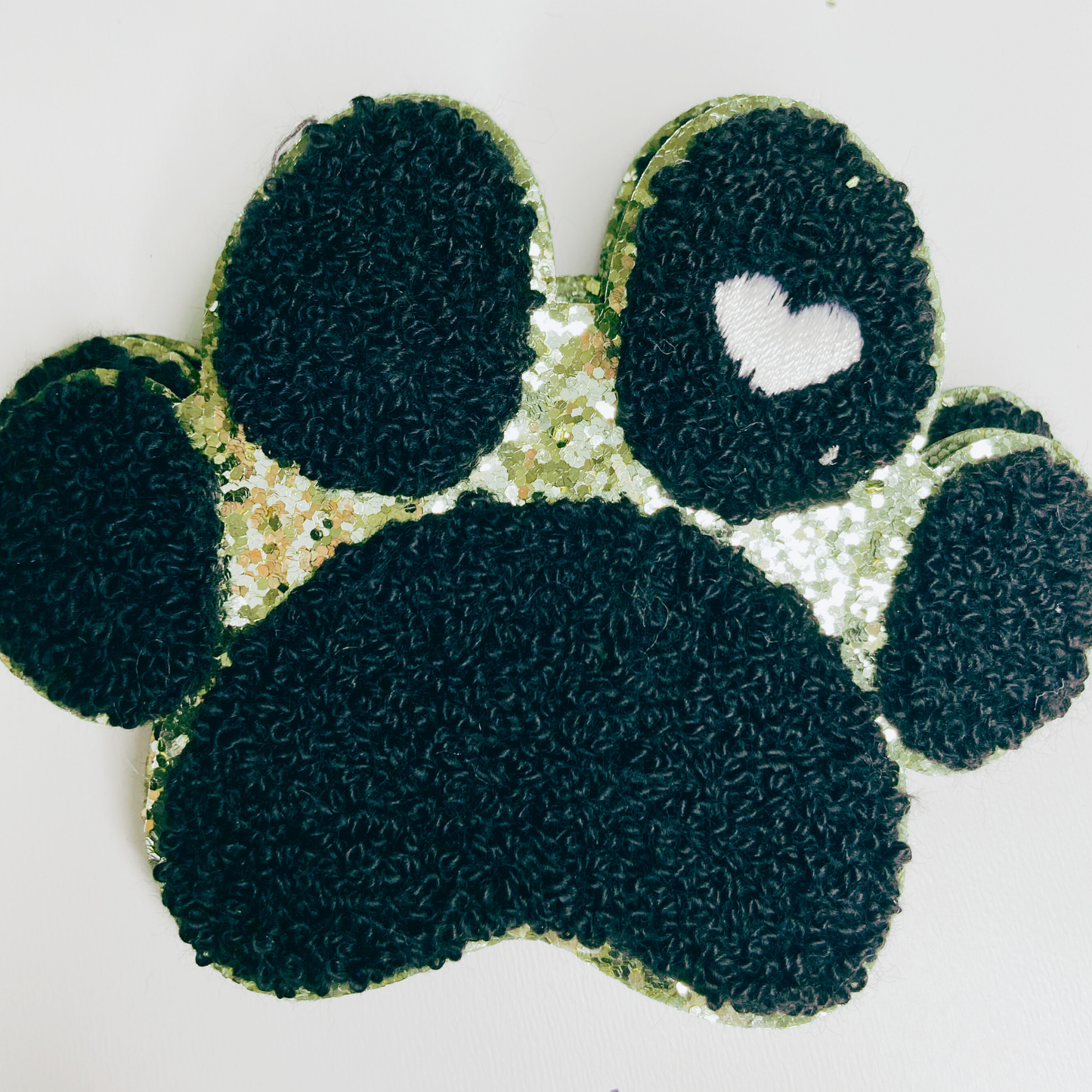 Paw Print with Embroidery heart detail - Chenille