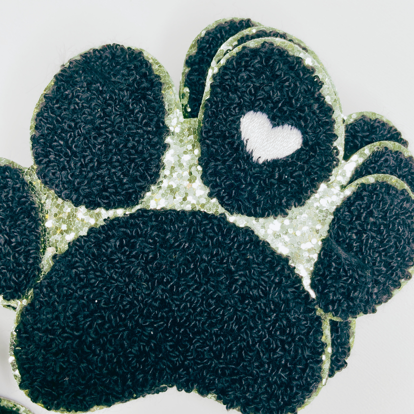 Paw Print with Embroidery heart detail - Chenille