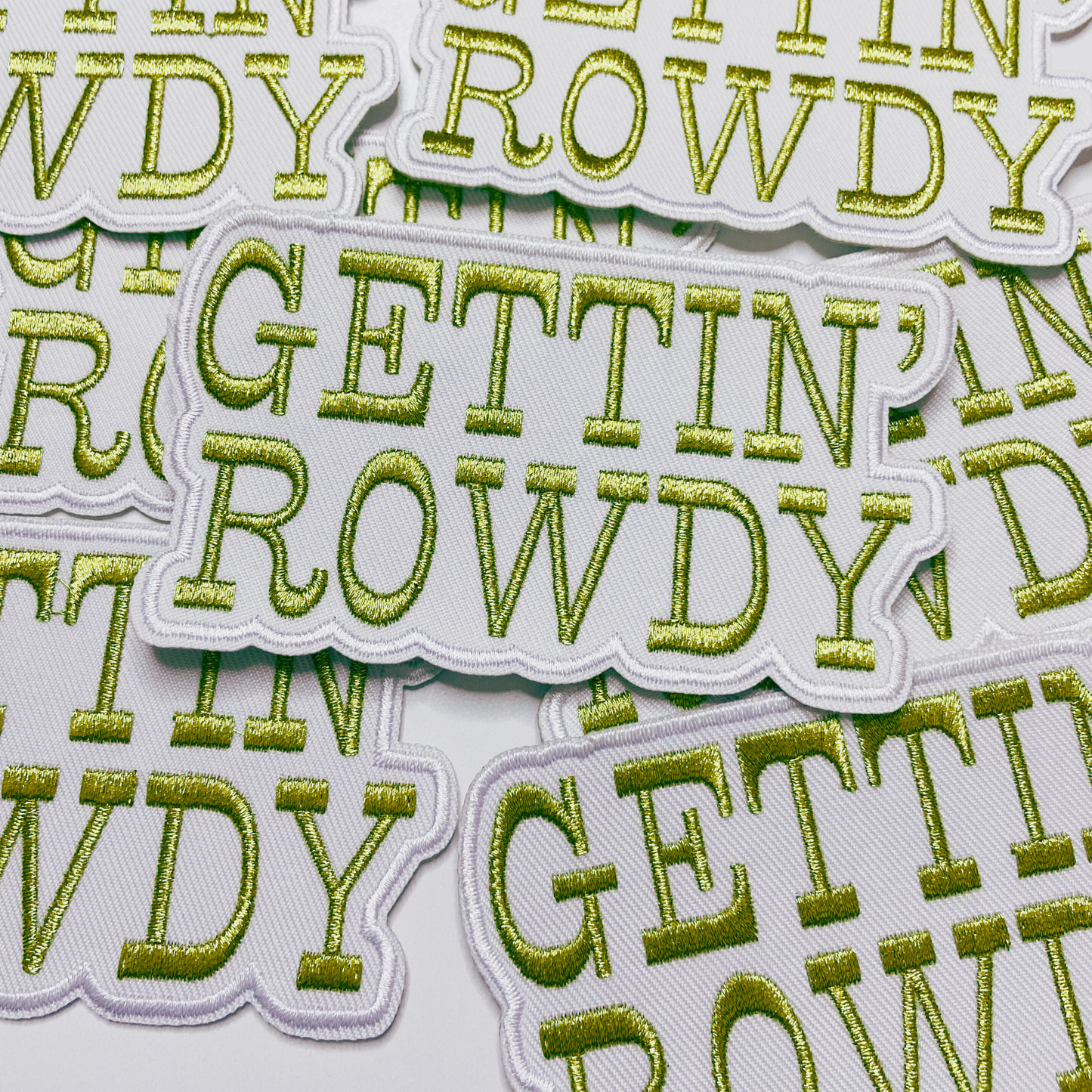 GETTIN' ROWDY - WHITE &  Gold Metallic