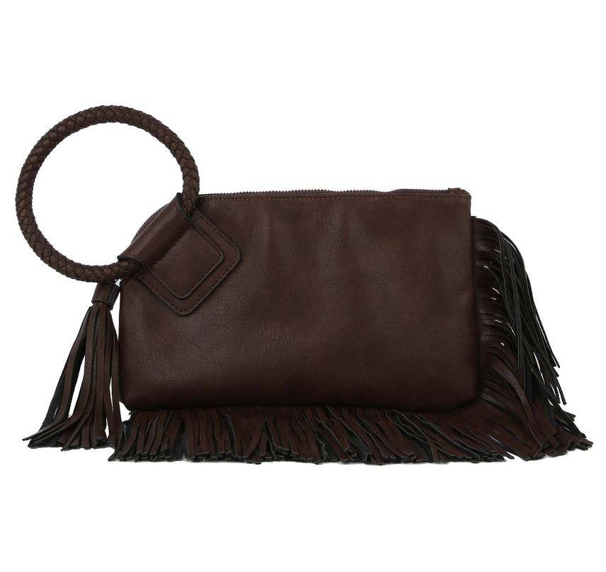 Fringe Soft Vegan Leather Wristlet/Clutch