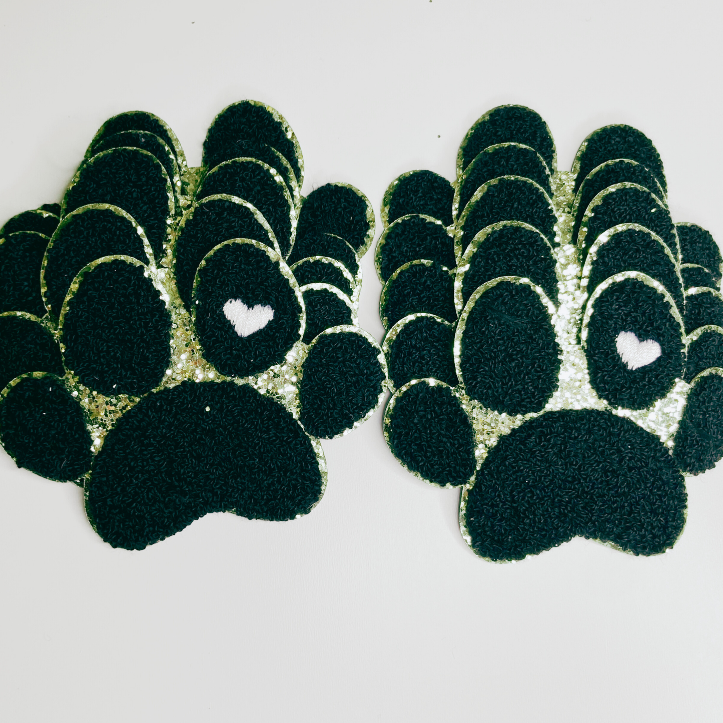 Paw Print with Embroidery heart detail - Chenille