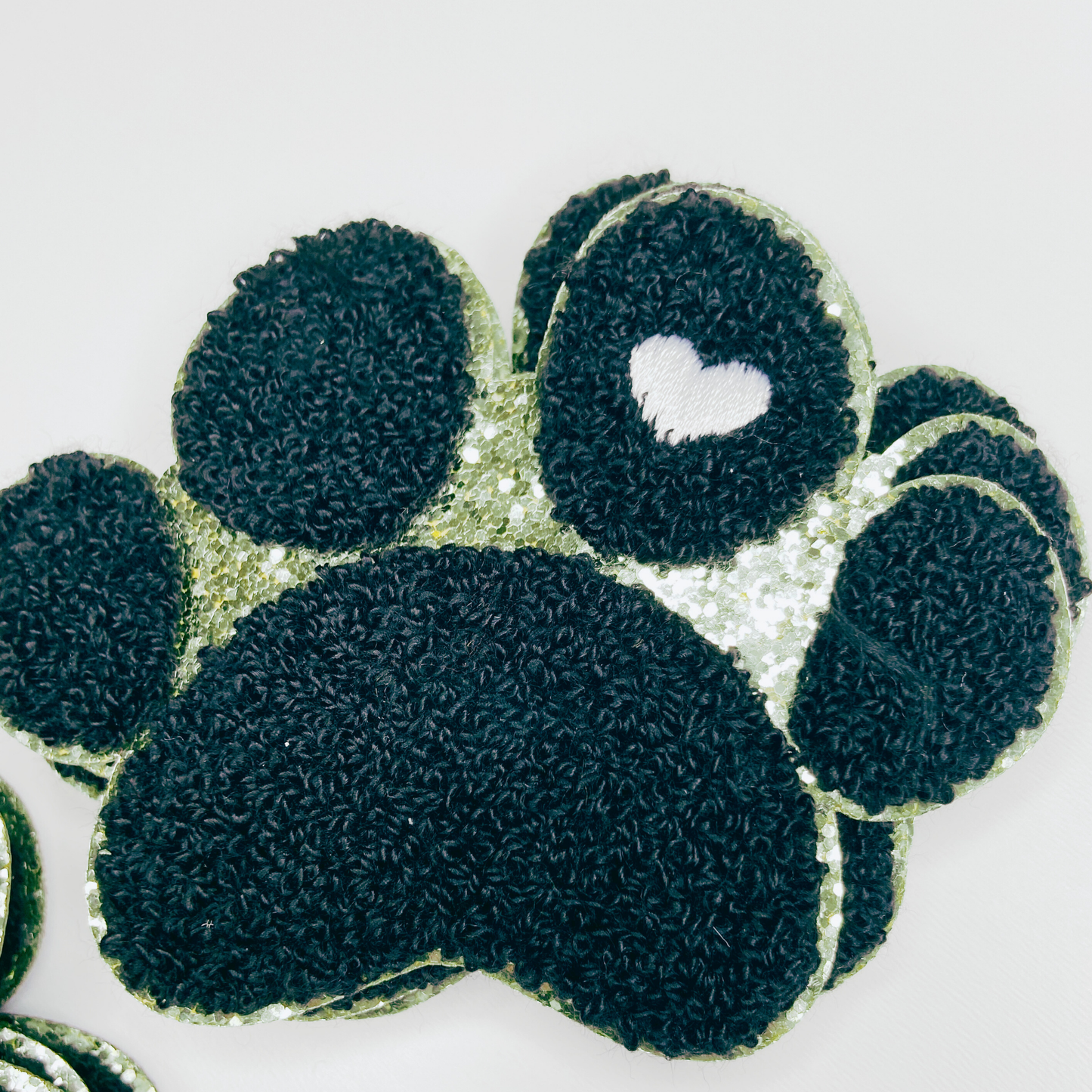 Paw Print with Embroidery heart detail - Chenille