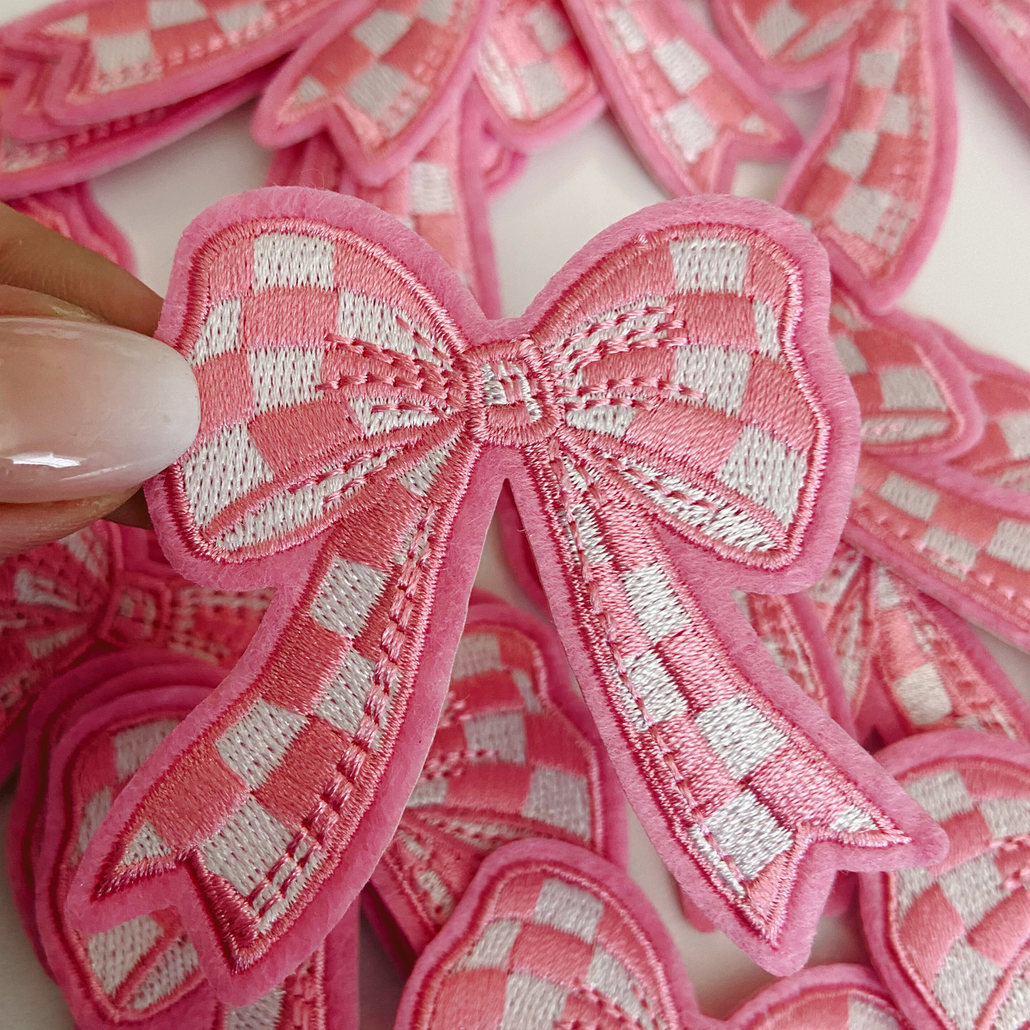 Checkered PINK Bow