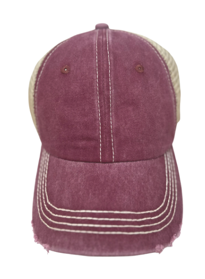 Maroon, Beige Mesh Hat