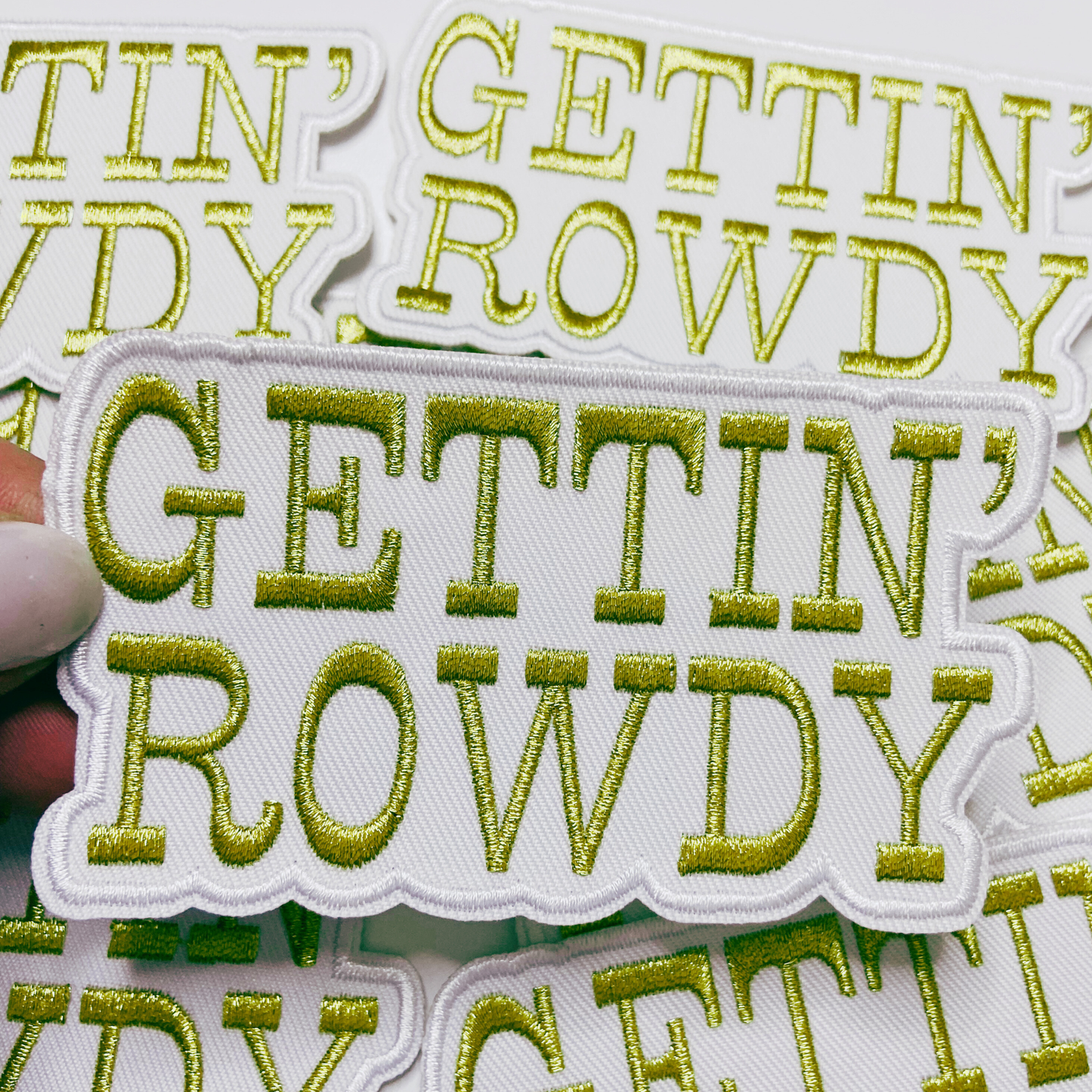 GETTIN' ROWDY - WHITE &  Gold Metallic