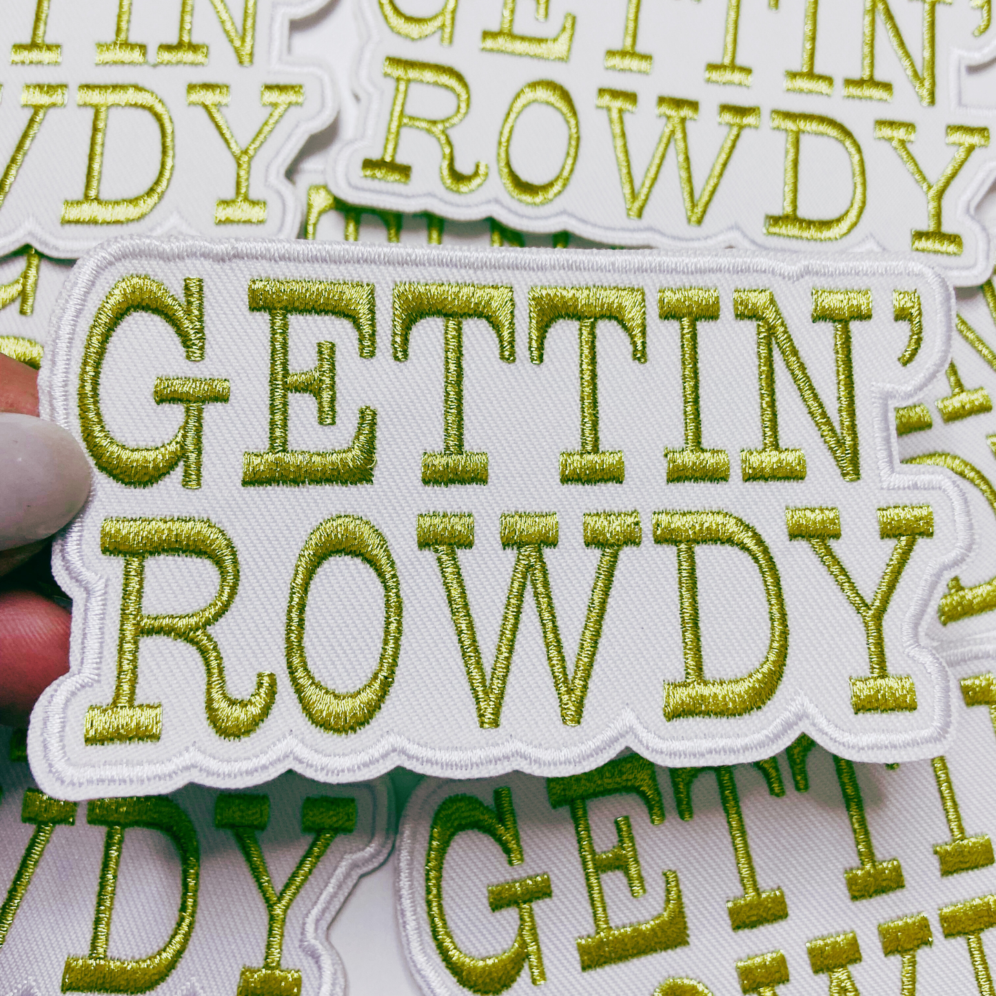 GETTIN' ROWDY - WHITE &  Gold Metallic