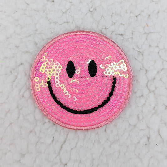 PINK Sequin Happy Face